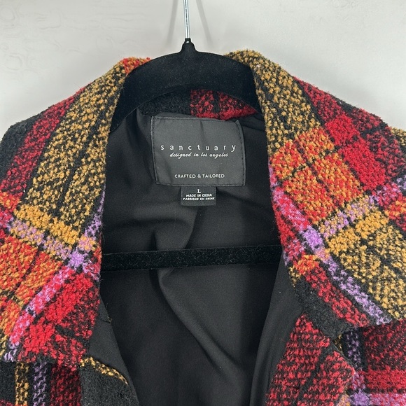 Evereve Sanctuary Carson Plaid Wool Blend Midi Shaket Large - Picture 3 of 6